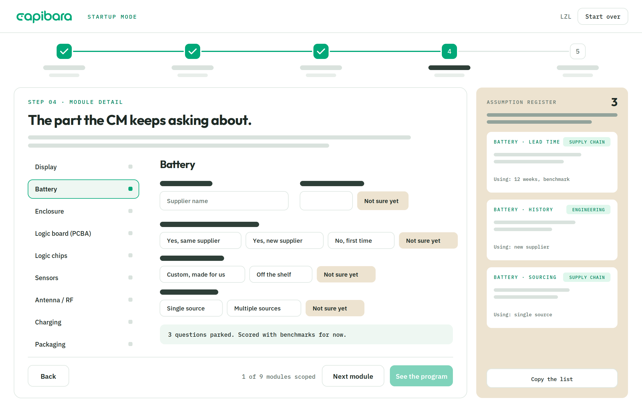capibara-startup-step4-assumptions